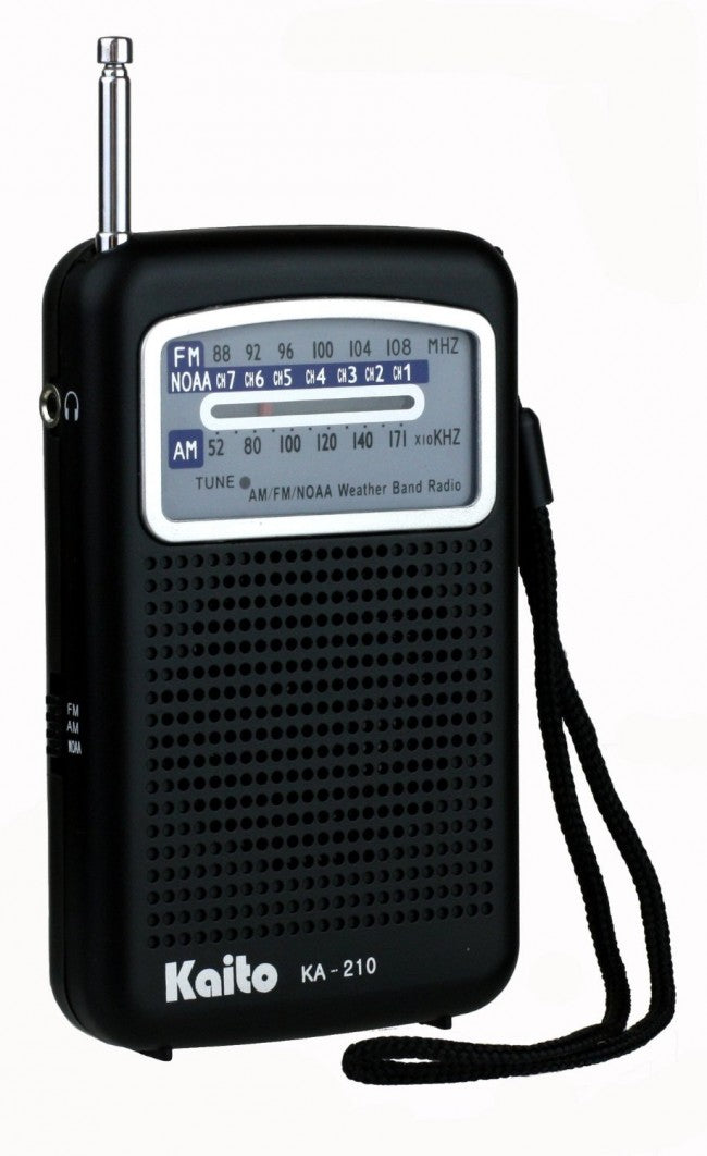 Kaito KA210 Pocket AM/FM NOAA Weather Radio, Black